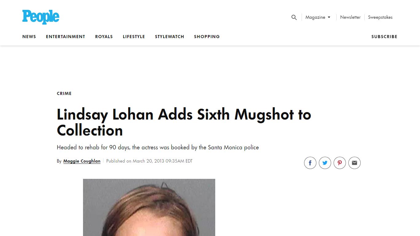 Lindsay Lohan Mugshot Released - People.com